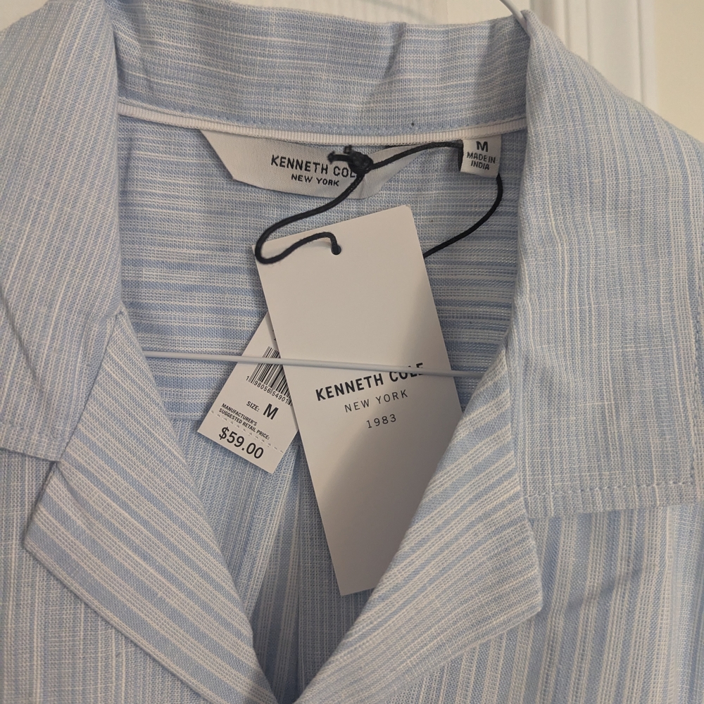 Kenneth Cole Men's Blue Striped Shirt